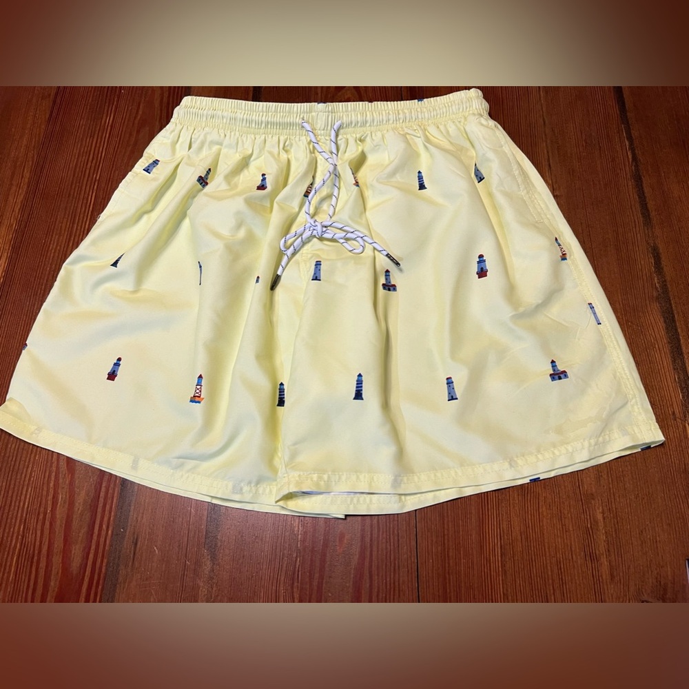 Uzzi Yellow‎ Activewear Swim Shorts with LightHouse Design